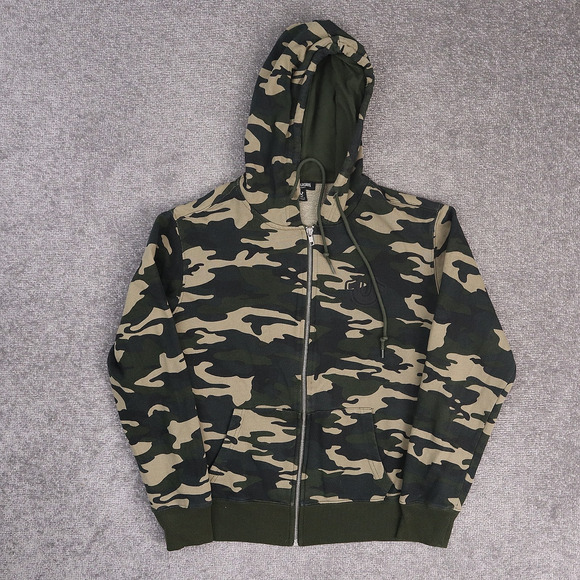 Y2K True Religion Camouflage Full Zip Petite Small Multicolor Long Sleeve Hoodie - Picture 1 of 9
